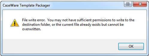 File write error. You may not have sufficient permissions to write to the destination folder