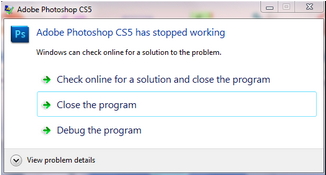 adobe Photoshop cs 5 has stopped working