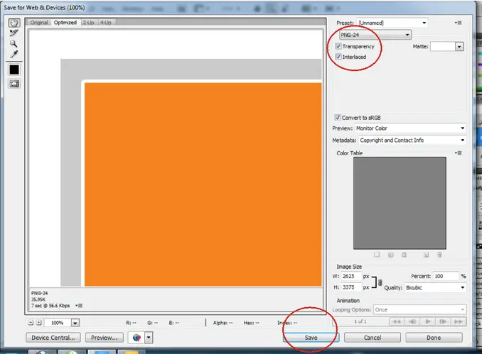 save for web and device in adobe photoshop
