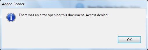 Adobe Reader X: There was an error opening this document. Access denied