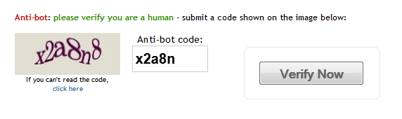 verify code as tour are human