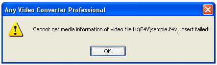 Any Video Converter Professional Cannot get media information of video file