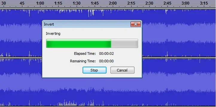 Audacity to finish inverting the right channel