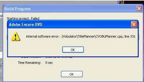 Internal software error: .VobulatorTitlePlannerCVOBUPlanner.cpp, line 331