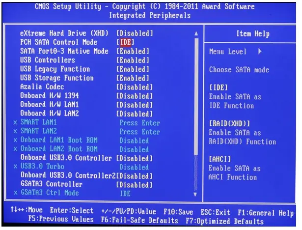 integrated peripherals CMOS utility setup