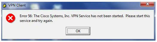 vpn cisco error 56