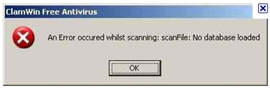 An Error occurred whilst scanning: scanFile:No database loaded.