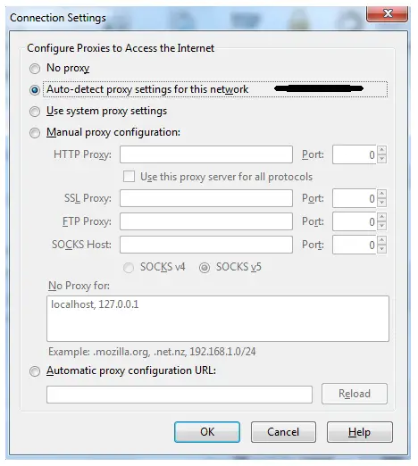 Auto detect proxy setting for this network