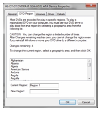 the DVD Region tab