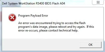 An error was encountered trying to access the flash