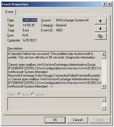 E2K7 on sole AD controller SBS 2008 – Certificate Error (Outlook 2007)
