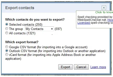 Working on the contact in offline mode the CSV file should be downloaded exported in the outlook.csv format instead of google.csv format