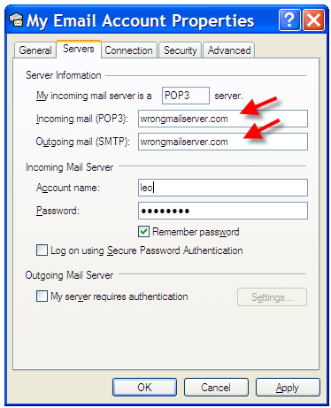 one for POP3 (incoming email) and one for SMTP (outgoing email)