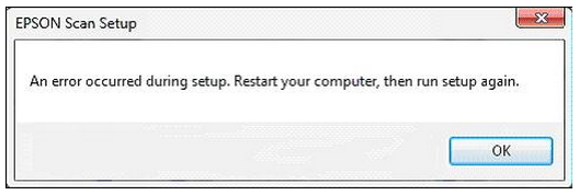 An error occurred during setup. Restart your computer, then run setup again