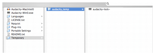 the folder “audacity_temp” inside it delete the “audacity-lock-username” by pressing “Delete”