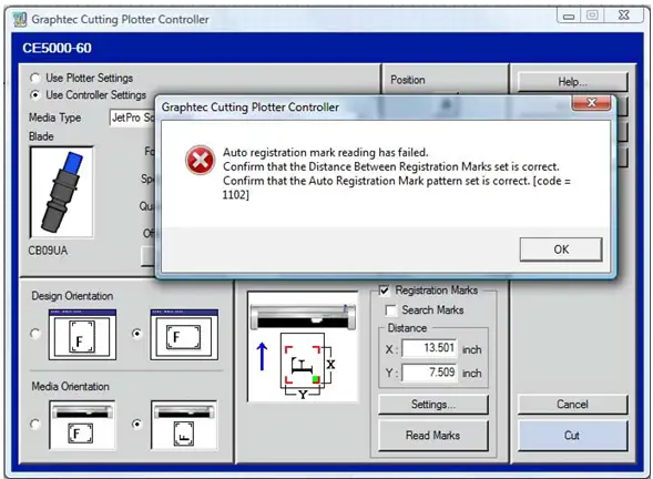 Graphtec Controller searches for any registration marks