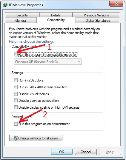 Right click on IDMan.exe and then select Properties on the menu item