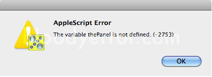 AppleScript Error The variable thepanel is not defined (-2753)