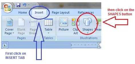 Open document in word, left click INSERT tab, click on SHAPES button.  Choose the LINE symbol