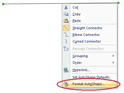 click on this line and select the ‘Format AutoShape