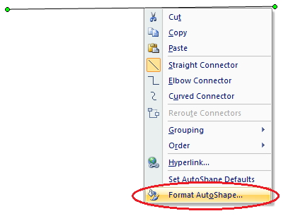 click on this line and select the ‘Format AutoShape