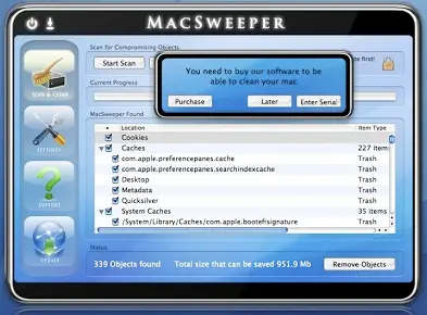 MacSweeper found in 2008 by F-secure a rogue cleaning tool