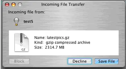 incoming file transfer