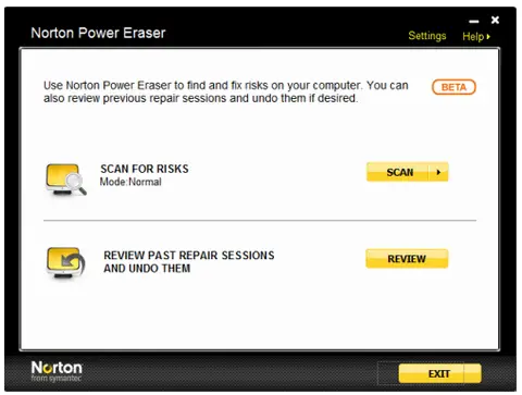 Norton Power Eraser tool cannot complete the scanning