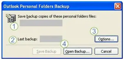 outlook personal folders backup window