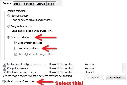 General tab, select the “Selective Startup” and click on “Apply”