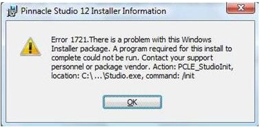 pinnacle studio 12 error proceeding with uninstallation by removing this error