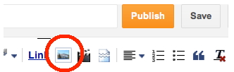 upload photos to your blog(s) by clicking the image icon in the Post Editor's toolbar