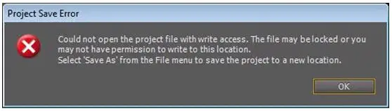Could not open the project file with write access
