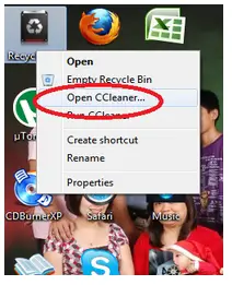 CCleaner can now be found in the recycle bin on the desktop