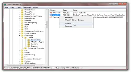 Ms Exchange software is well installed and has the required keys in the registry