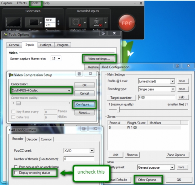 codecs (Xvid include) require dimensions that meet the constraints