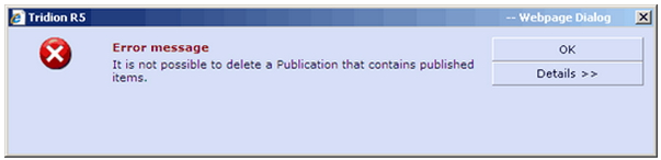 Tridion R5 It is not possible to delete a Publication that contains published items.