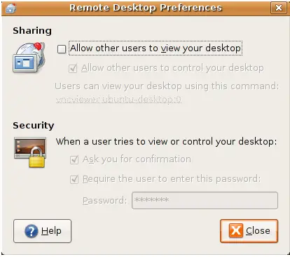 Ubuntu machine via remote desktop