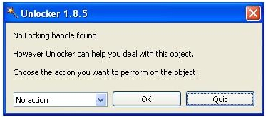 Unlocker can help you deal with this object. Choose the action you want to perform on the object”.