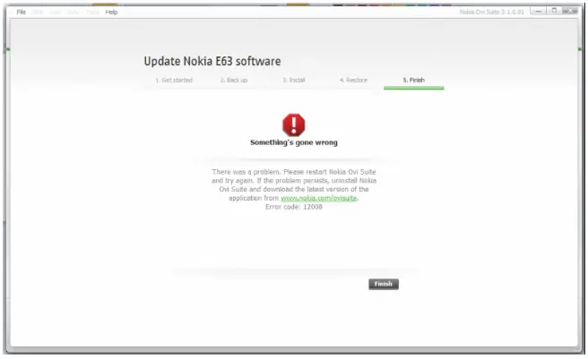 uninstall Nokia Ovi Suite and download the latest version of the application from http://www.nokia.com/global/support/nokia-suite/