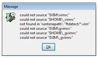 could not source “$VIMvimrc” could not source ”$HOME_vimrc” not found in ‘runtimepath’: “ftdetect/*.vim” could not source “$VIMgvimrc”