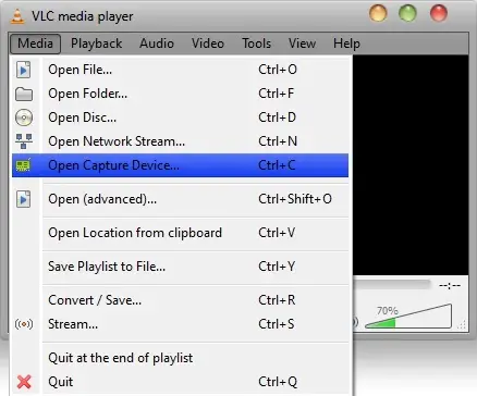VLC and go to the Media menu
