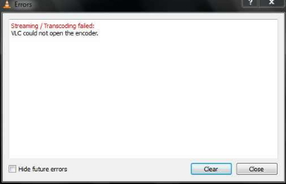 Errors Streaming / Transcoding failed: VLC could not open the encoder.