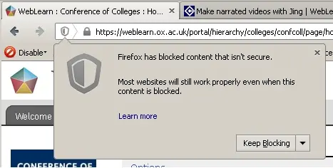 Firefox has blocked the site
