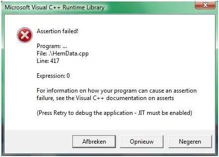 Assertion failed program line 417