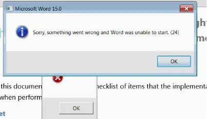 ms office word error 1120