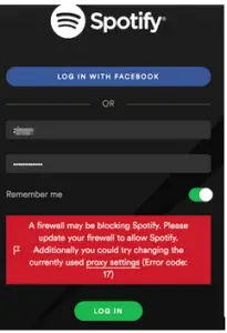 spotify login error