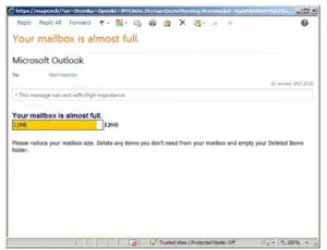 microsoft exchange mailbox is almost full