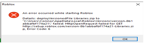 Error While Installing ROBLOX (error Code 6) - Techyv.com