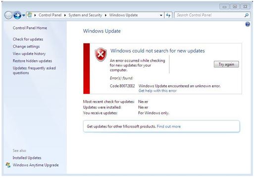 unable to activate windows 10 error code 0x80072ee2